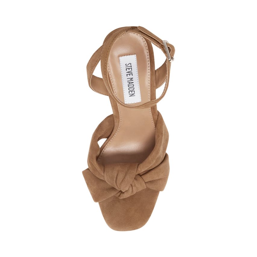 Brown Steve Madden Lala Suede Women's Heels Sandals | PH 1842GXK